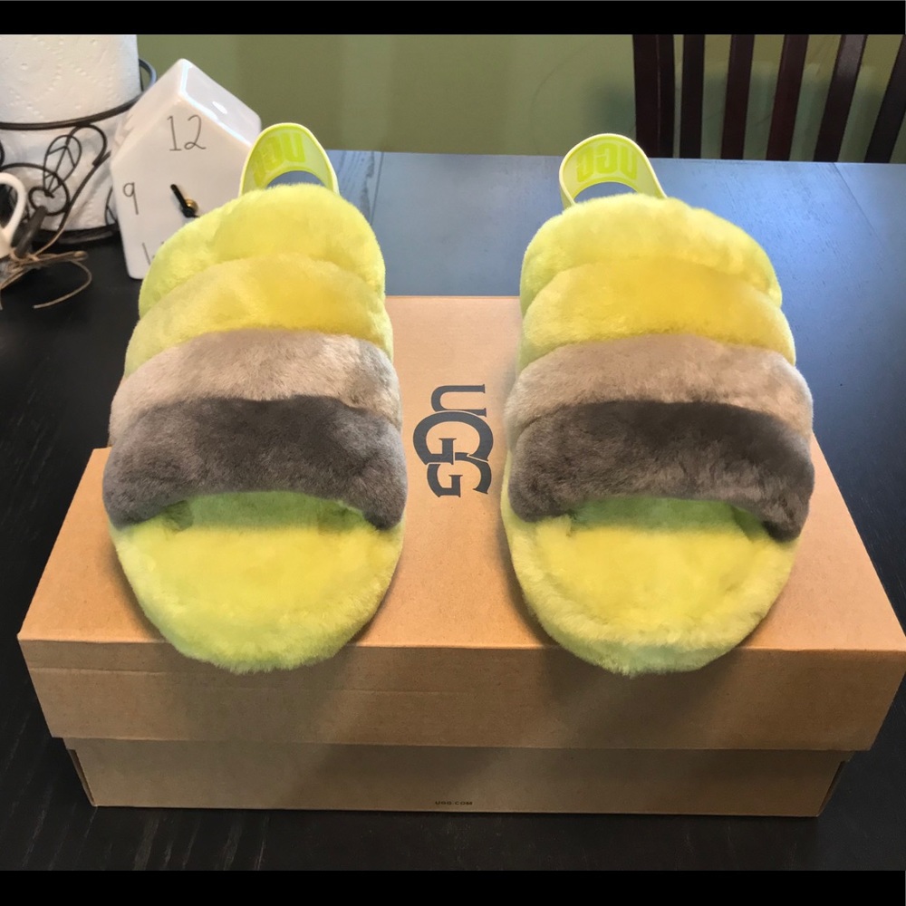 UGG Yeah Slides Rainbow Yellow